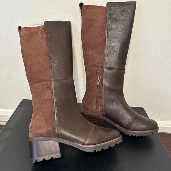 💗Sorel cate tall waterproof leather boot cushioned foodbed size 5 new - Picture 8 of 14